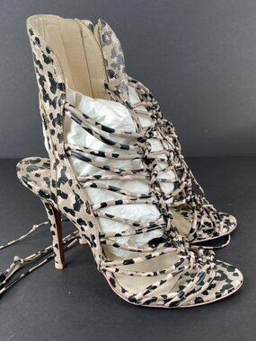Sophia Webster Lacey Sketch Camo Strappy Heels Size 39M